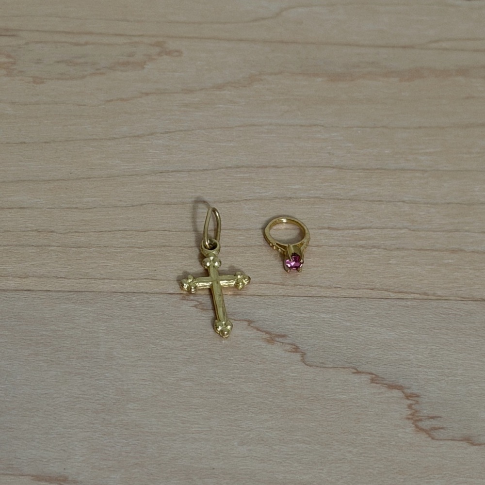Baby Gold Cross Pendant and Ring Set